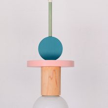 Handmade Wooden Kids Ceiling Light - Astrid Turquoise Dark & Pink