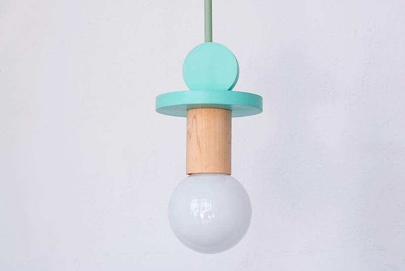 Handmade Wooden Kids Ceiling Light - Astrid Turquoise Bright
