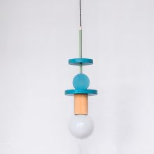 Handmade Wooden Kids Ceiling Light - Janus Turquoise Dark