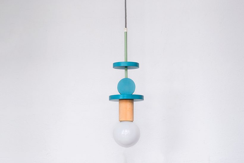 Handmade Wooden Kids Ceiling Light - Janus Turquoise Dark