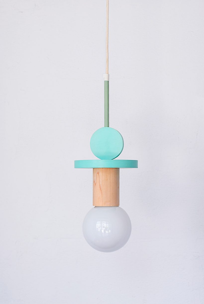 Handmade Wooden Kids Ceiling Light - Astrid Turquoise Bright