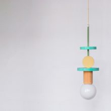 Handmade Wooden Kids Ceiling Light - Janus Yellow & Turquoise