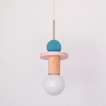Handmade Wooden Kids Ceiling Light - Astrid Turquoise Dark & Pink