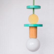 Handmade Wooden Kids Ceiling Light - Janus Yellow & Turquoise