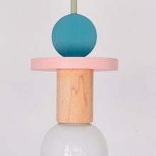 Handmade Wooden Kids Ceiling Light - Astrid Turquoise Dark & Pink
