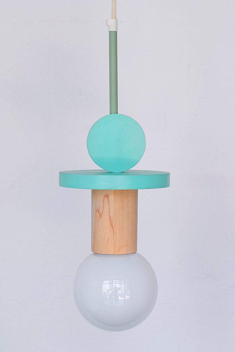 Handmade Wooden Kids Ceiling Light - Astrid Turquoise Bright