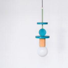 Handmade Wooden Kids Ceiling Light - Janus Turquoise Dark