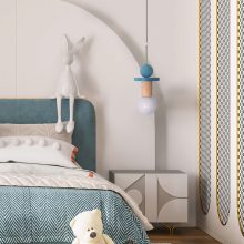 Handmade Wooden Kids Ceiling Light - Astrid Turquoise Dark