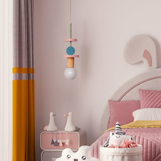 Χειροποίητο Παιδικό Φωτιστικό Οροφής - Janus Pink & Turquoise