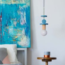 Handmade Wooden Kids Ceiling Light - Janus Turquoise Dark