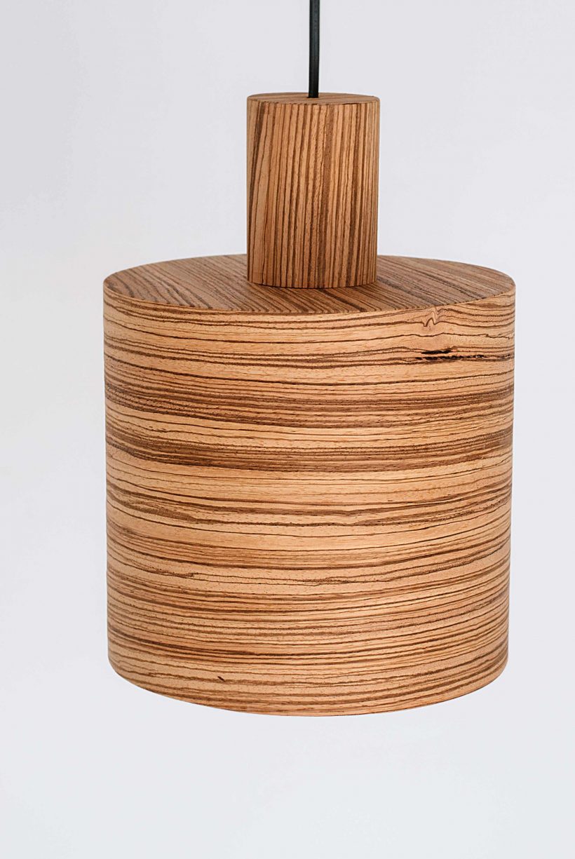 Barrel Zebrano - Handmade Wooden Pendant Light