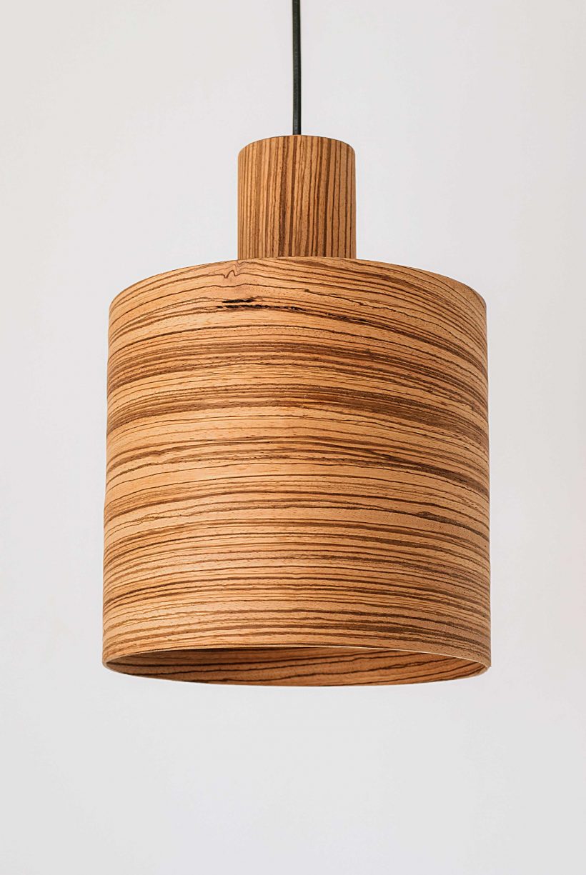Barrel Zebrano - Handmade Wooden Pendant Light
