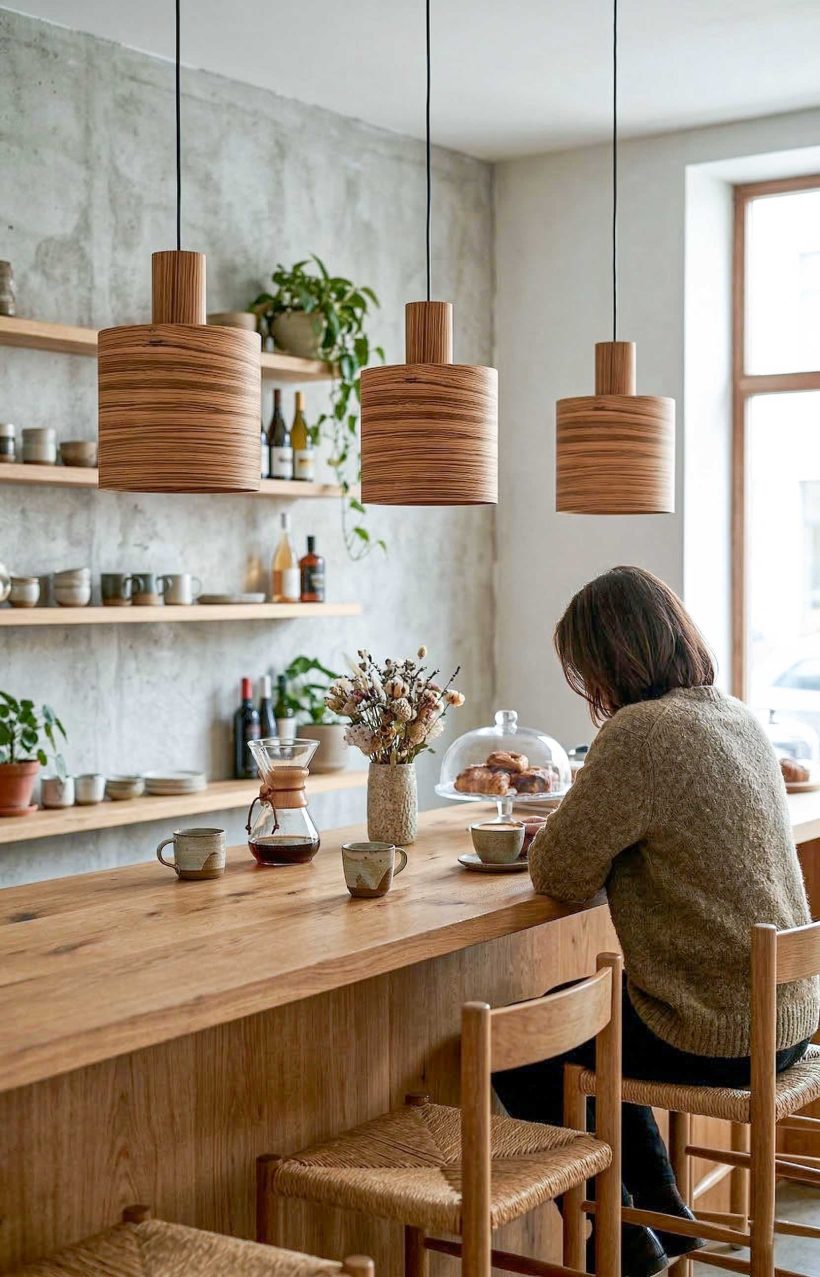 Barrel Zebrano - Handmade Wooden Pendant Light
