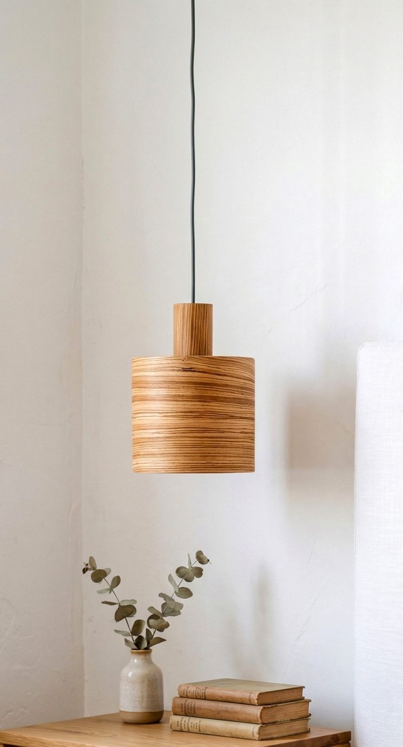 Barrel Zebrano - Handmade Wooden Pendant Light