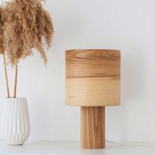 Handmade Wooden Table Lamp 'Barrel II Olivie'