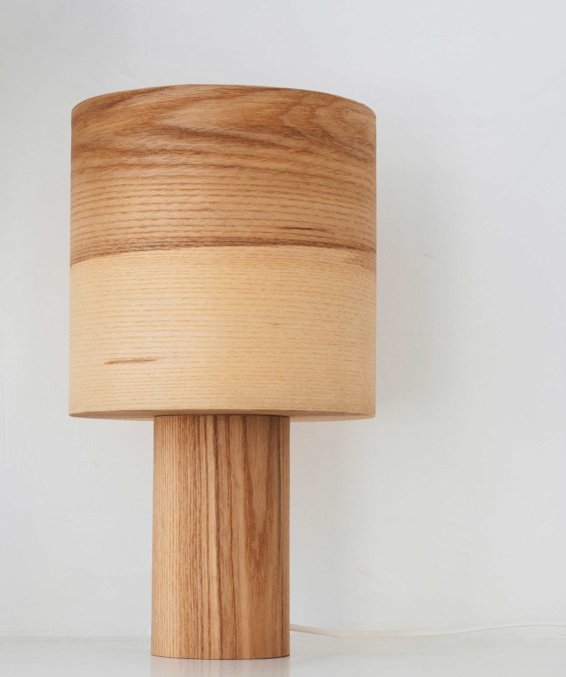 Handmade Wooden Table Lamp 'Barrel II Olivie'