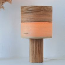 Handmade Wooden Table Lamp 'Barrel II Olivie'