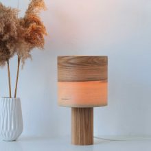 Handmade Wooden Table Lamp 'Barrel II Olivie'