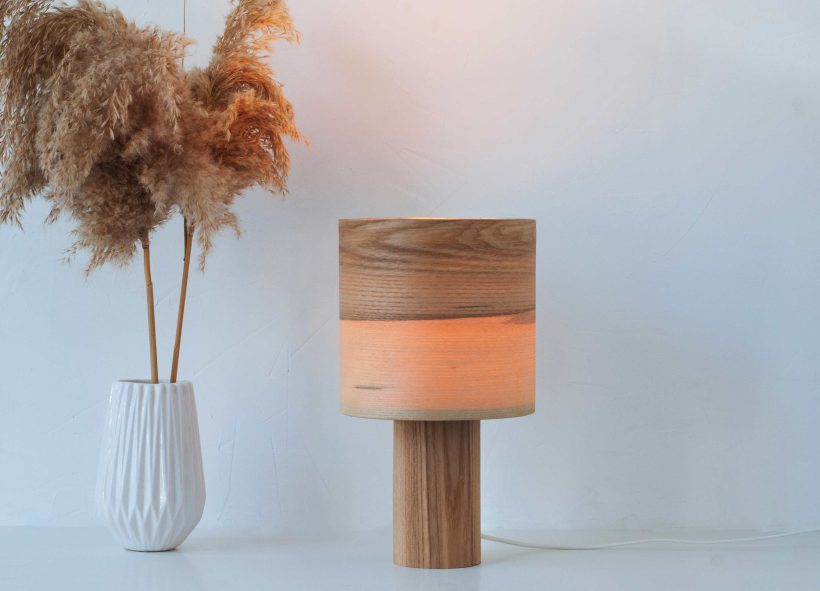 Handmade Wooden Table Lamp 'Barrel II Olivie'