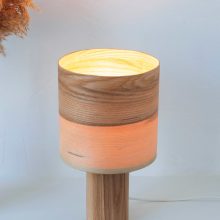 Handmade Wooden Table Lamp 'Barrel II Olivie'