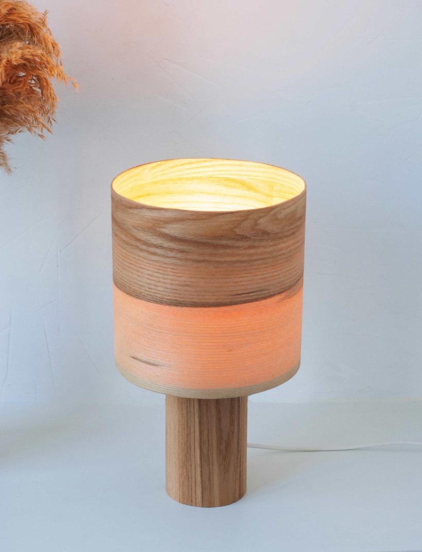 Handmade Wooden Table Lamp 'Barrel II Olivie'
