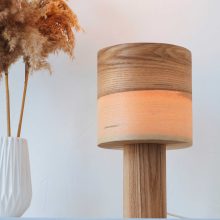Handmade Wooden Table Lamp 'Barrel II Olivie'