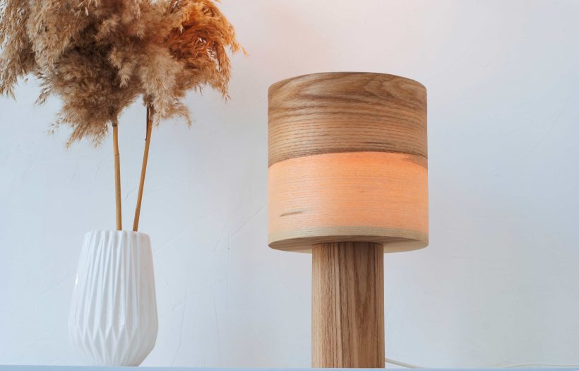 Handmade Wooden Table Lamp 'Barrel II Olivie'