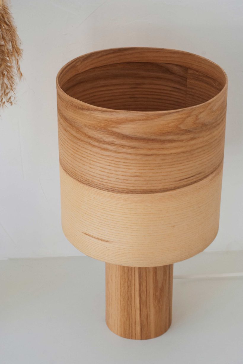 Handmade Wooden Table Lamp 'Barrel II Olivie'
