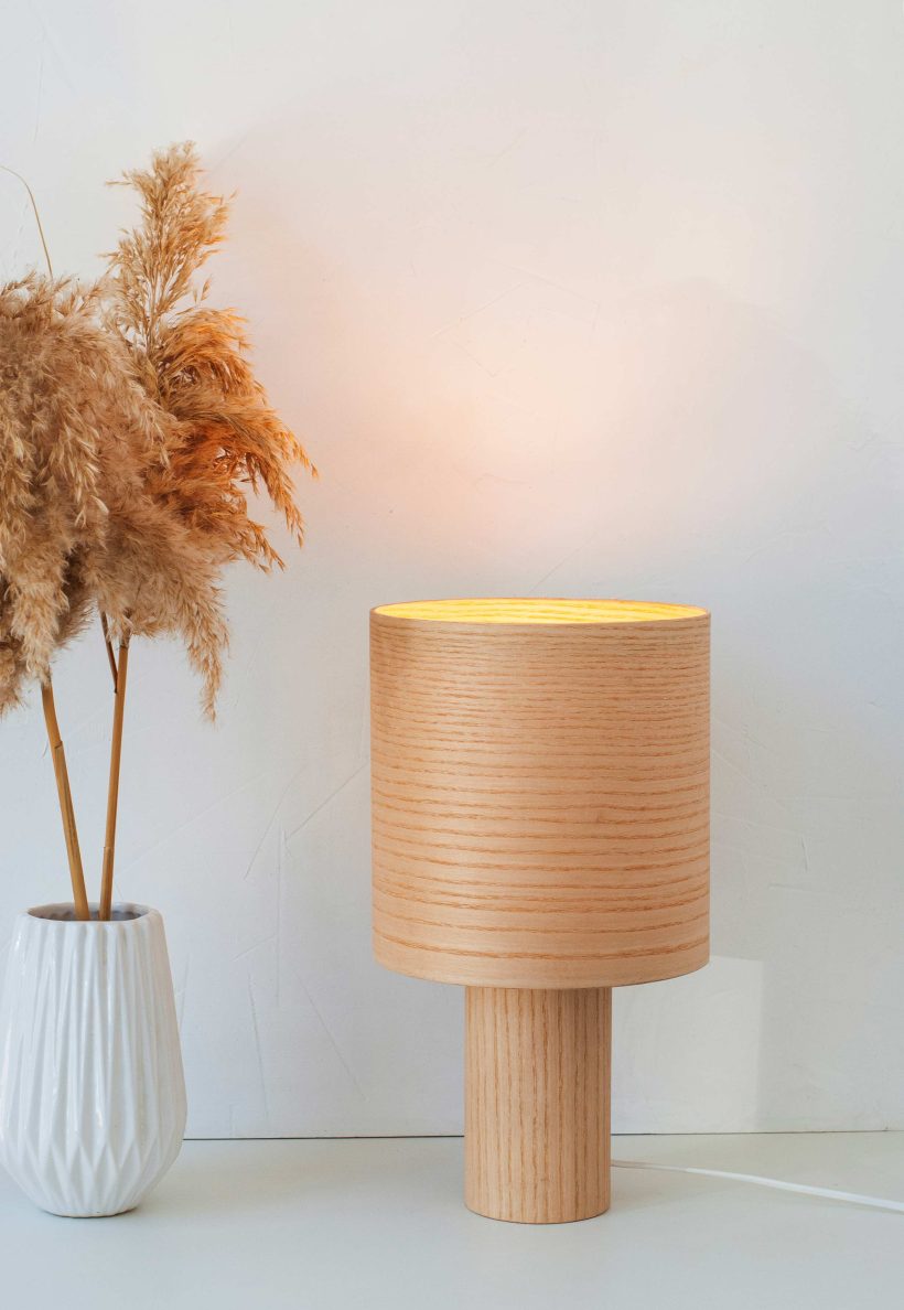 Handmade Wooden Table Lamp "Barrel II Ash"
