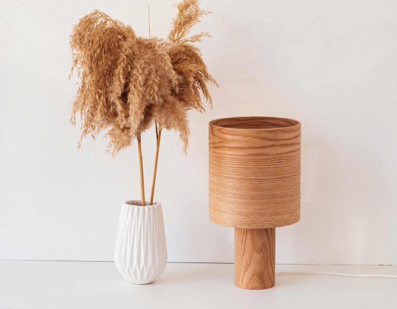 Handmade Wooden Table Lamp "Barrel II Oak"