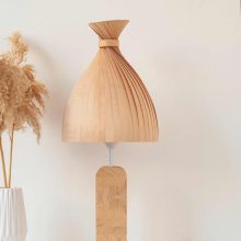 Handmade Wooden Table Lamp 'Motif Wood 3 Teepee'