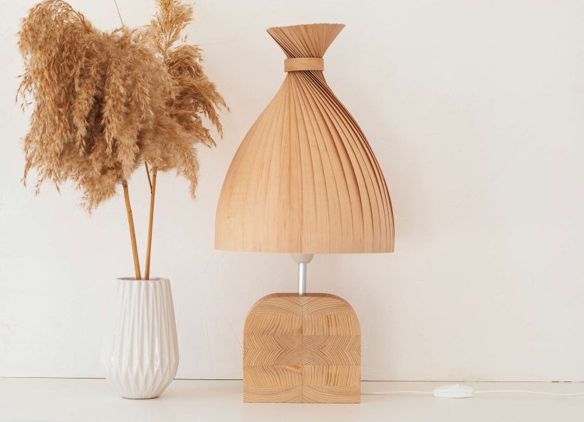 Handmade Wooden Table Lamp 'Motif Wood 4 Teepee'