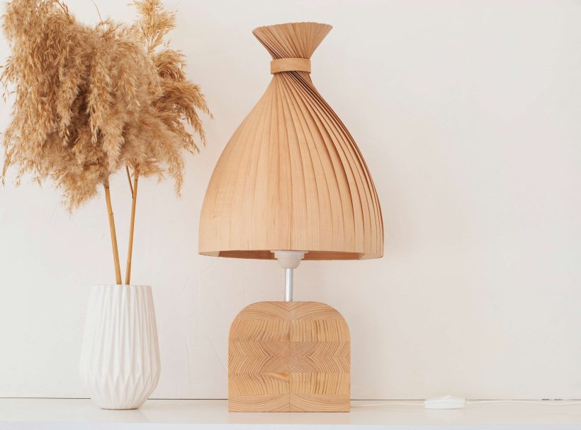 Handmade Wooden Table Lamp 'Motif Wood 4 Teepee'